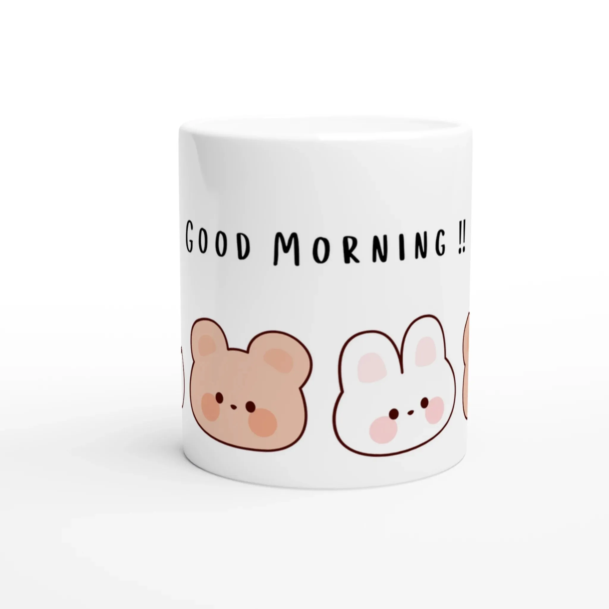 Good Morning Bunny and Bear Face Mug