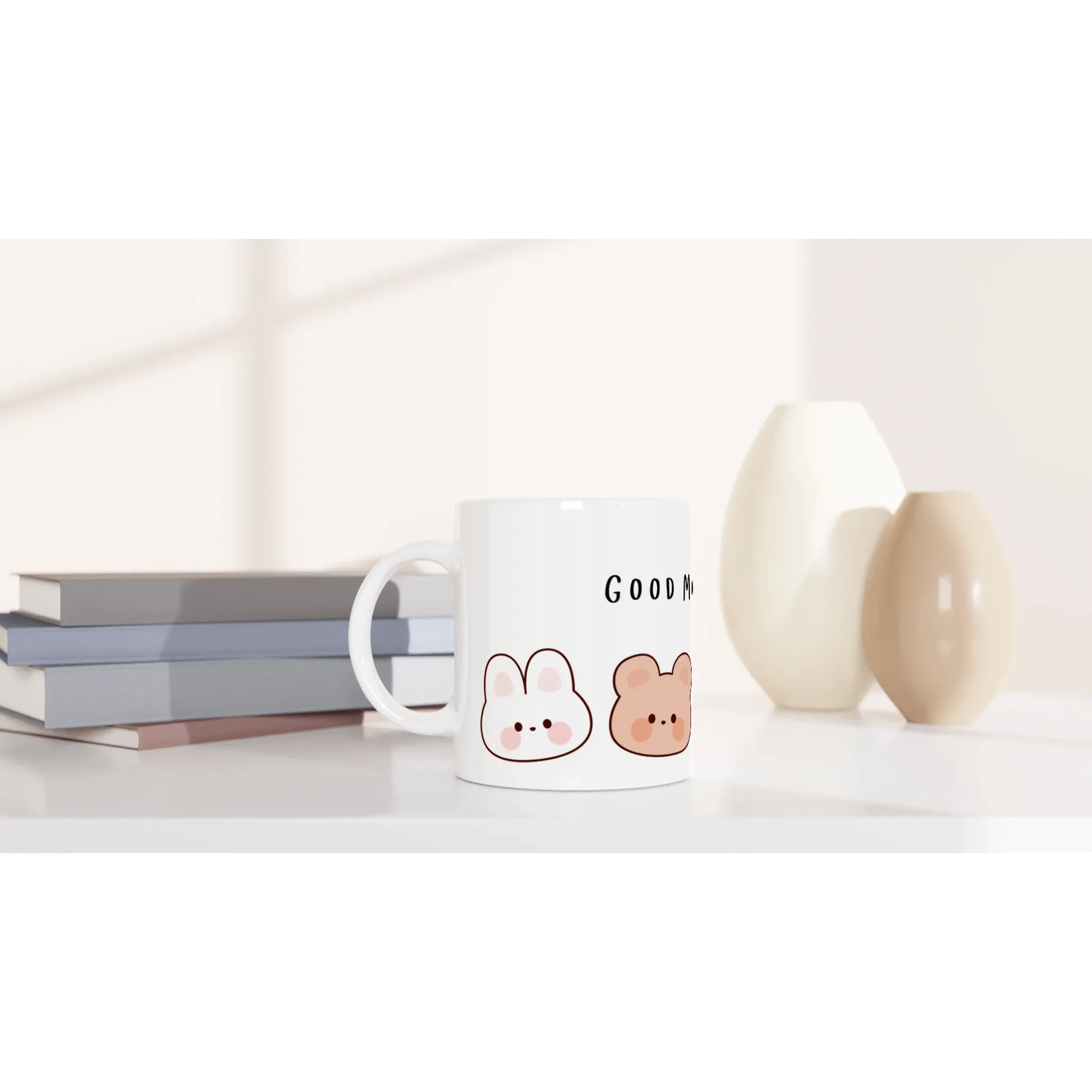 Good Morning Bunny and Bear Face Mug