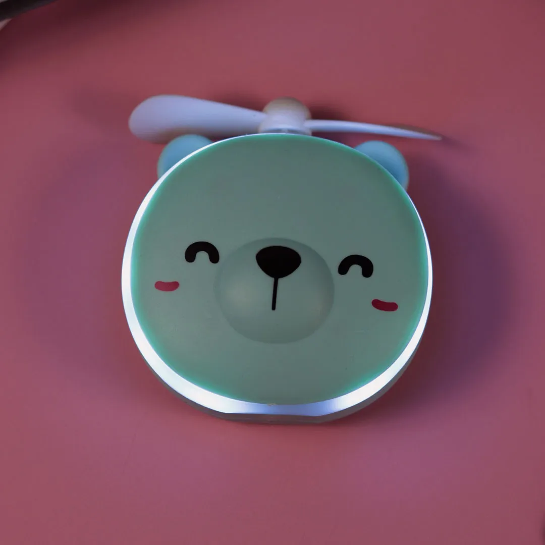 Green Cute Teddy Led Mirrors with Fan for Girls