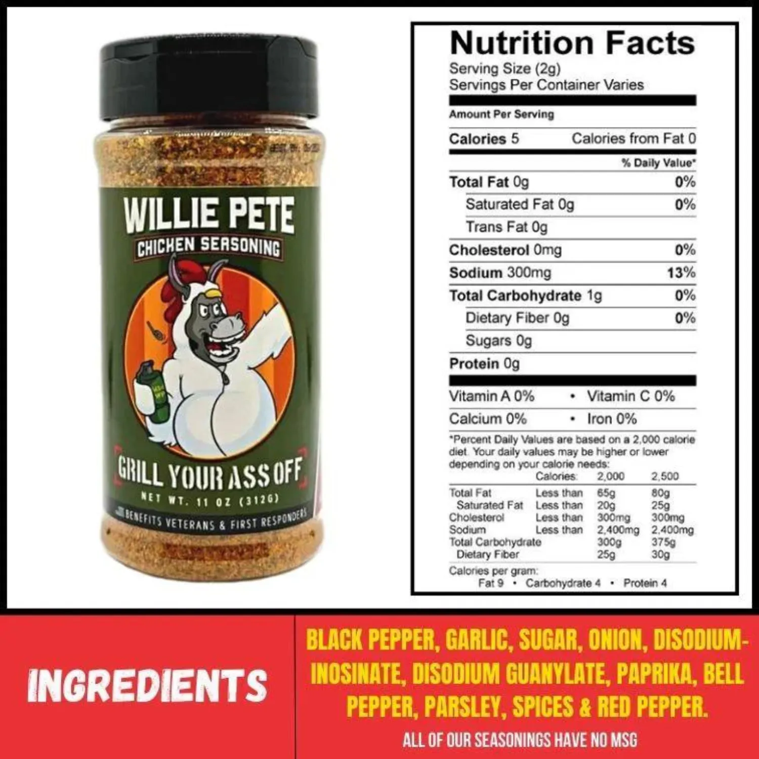 Grill Your Ass Off Willie Pete Chicken Seasoning Spice