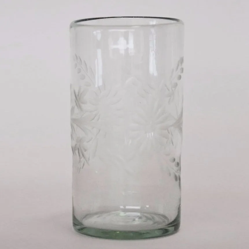 Hand Blown and Etched Glass - Highball glass