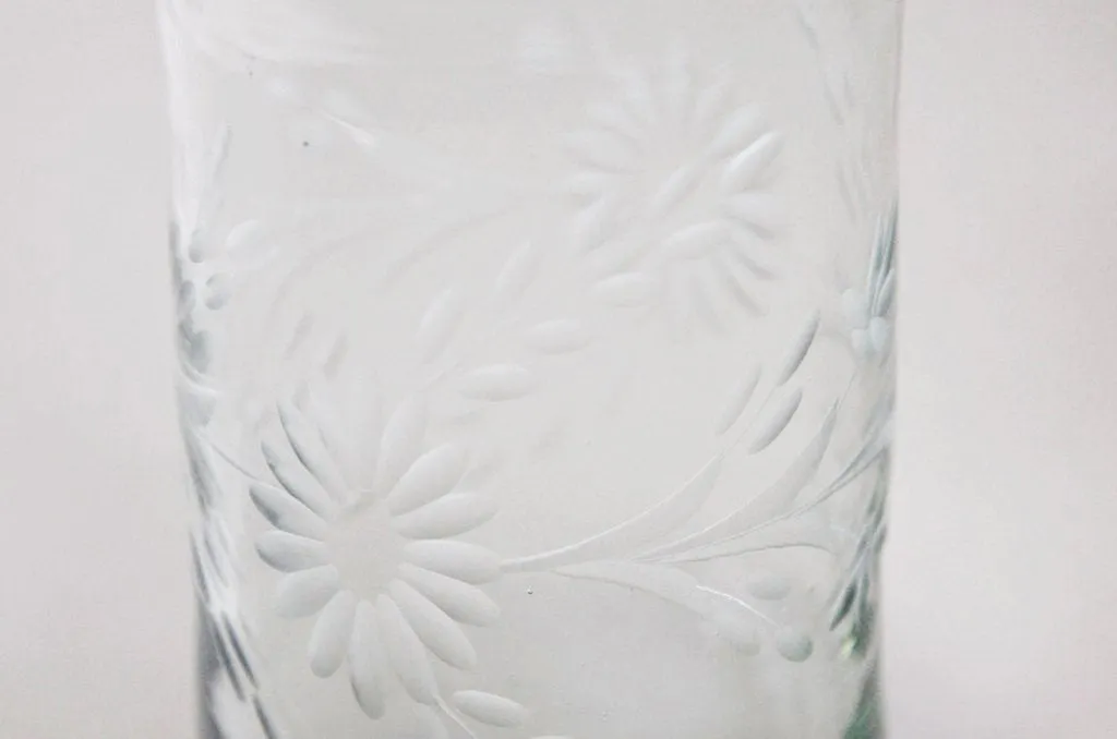 Hand Blown and Etched Glass - Highball glass