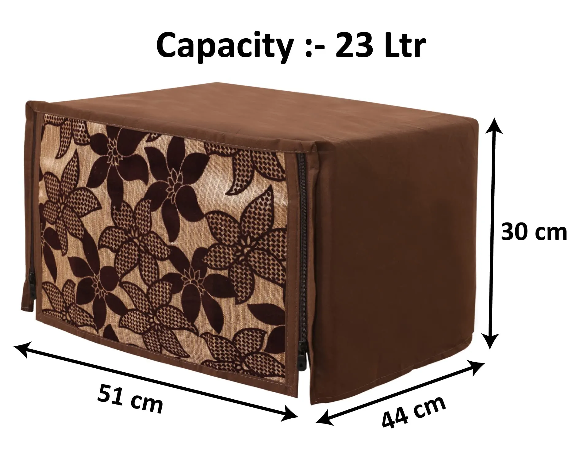 Heart Home Velvet Flower Printed Microwave Oven Cover,23 LTR. (Brown)-HS43HEARTH26059