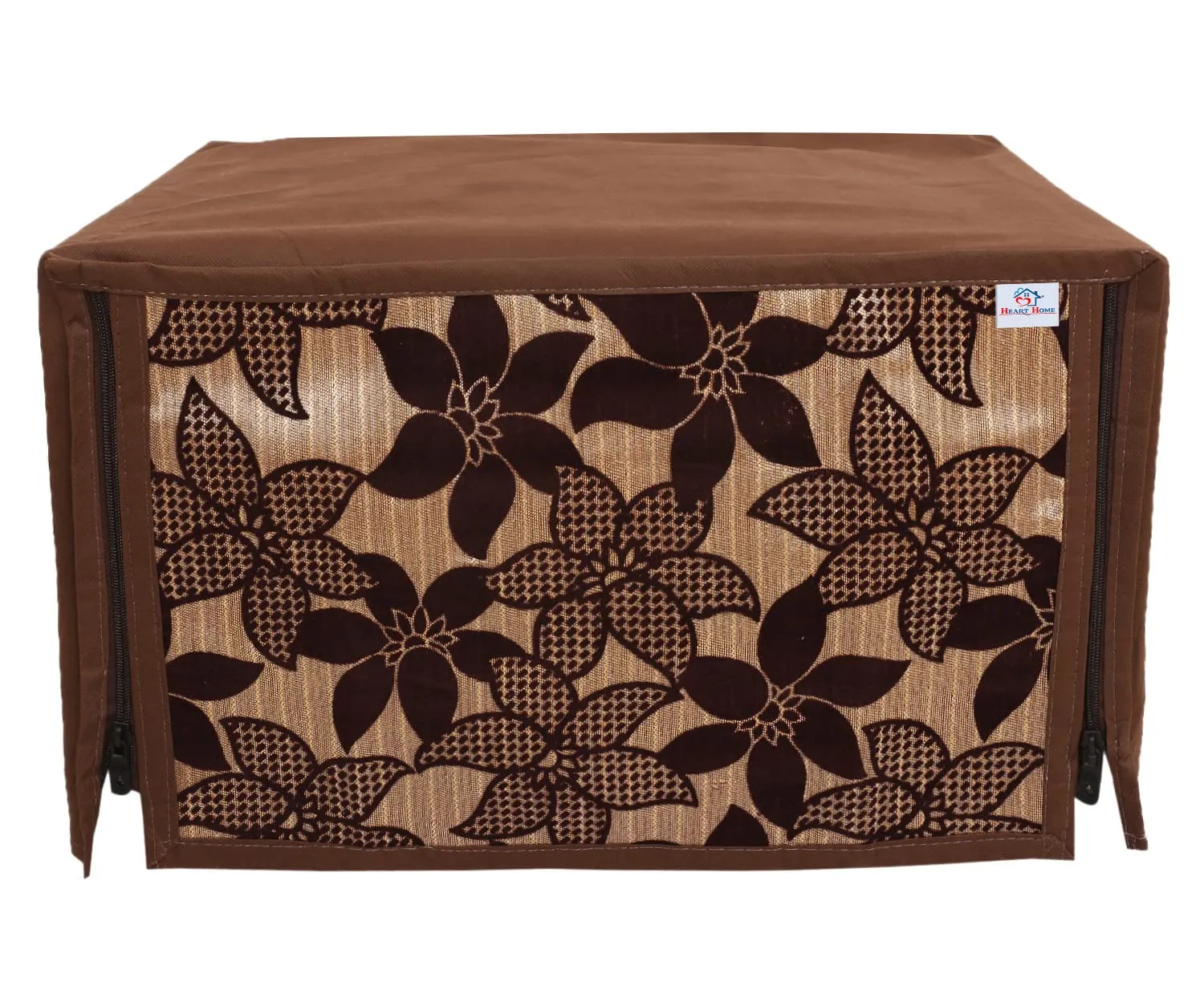 Heart Home Velvet Flower Printed Microwave Oven Cover,23 LTR. (Brown)-HS43HEARTH26059