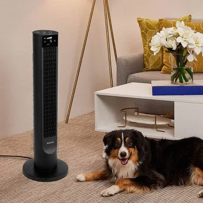 Holmes 36" CleanBreeze Oscillating 6-Speed Digital Tower Fan with Remote Control Black