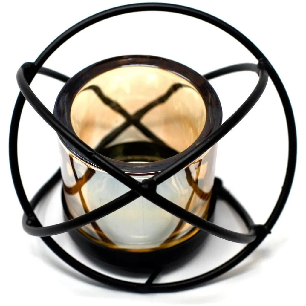 Iron Votive Tea Light Candle Holder - 1 Cup Single Ball - Black