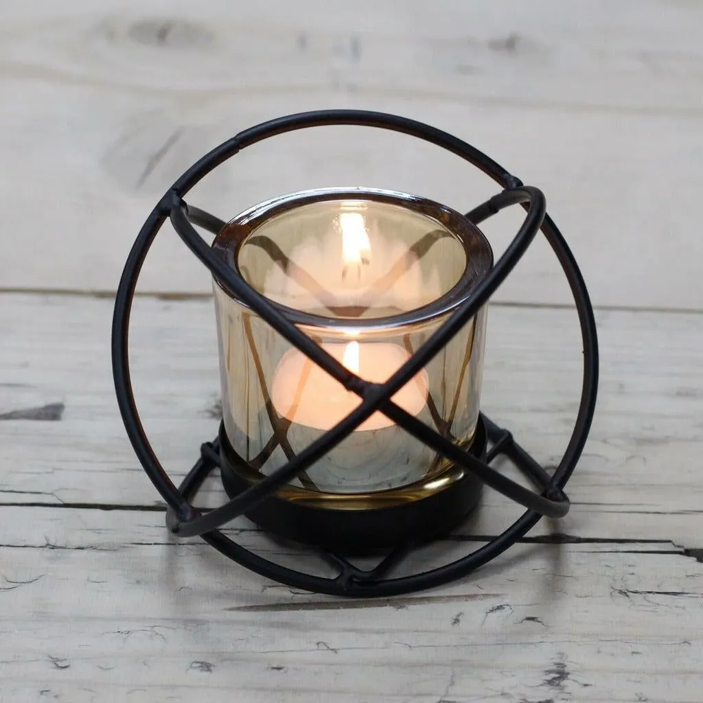 Iron Votive Tea Light Candle Holder - 1 Cup Single Ball - Black