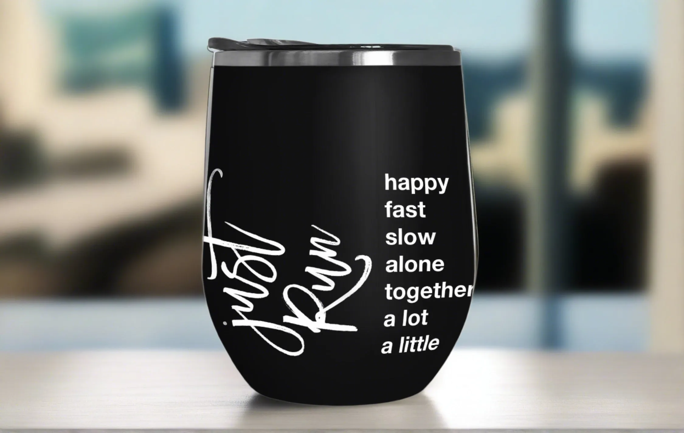 Just Run Wine Tumbler - Stainless Steel Stemless Wine Glass - Swag Gift - Runner Gift