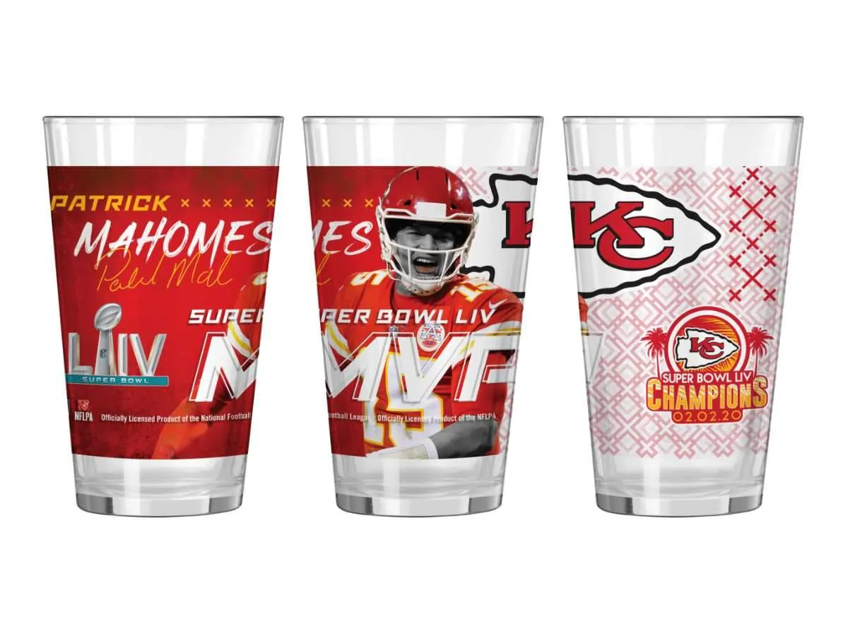 Kansas City Chiefs 2020 Super Bowl LIV Champions MVP Patrick Mahomes Pint Glass