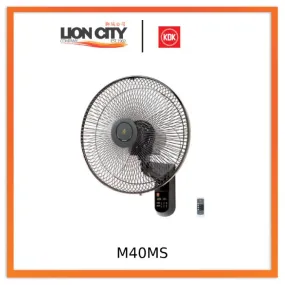 KDK M40MS Black/Grey 40cm Wall Fan w/Remote Control