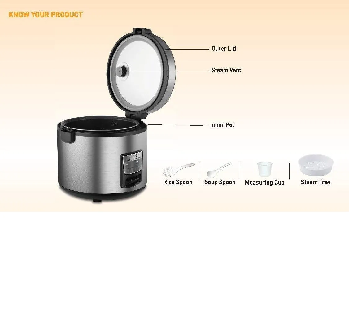 Kent 18/10 Steel Ss Non Sticky Ceramic Coating Electric Rice Cooker (KENELRICE, Grey)