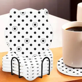 Kuber Industries 36 Pcs Anti-Skid Tea Coaster with Holder | Water Absorbing Round Tea Cup & Water Glass Cover Top Lid - Black & White