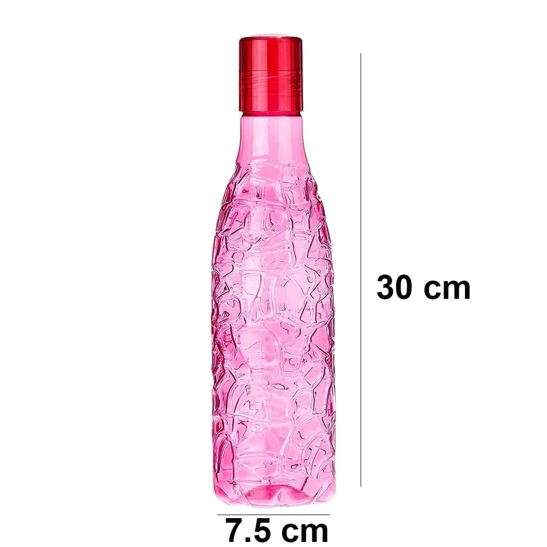 Kuber Industries BPA-Free Plastic Water Bottle|Leak Proof, Firm Grip, 100% Food Grade Plastic Bottles|For Home, Office, & Gym|Unbreakable, Freezer Proof, Fridge Water Bottle|Set Of 4|Pink (Pack Of 2)