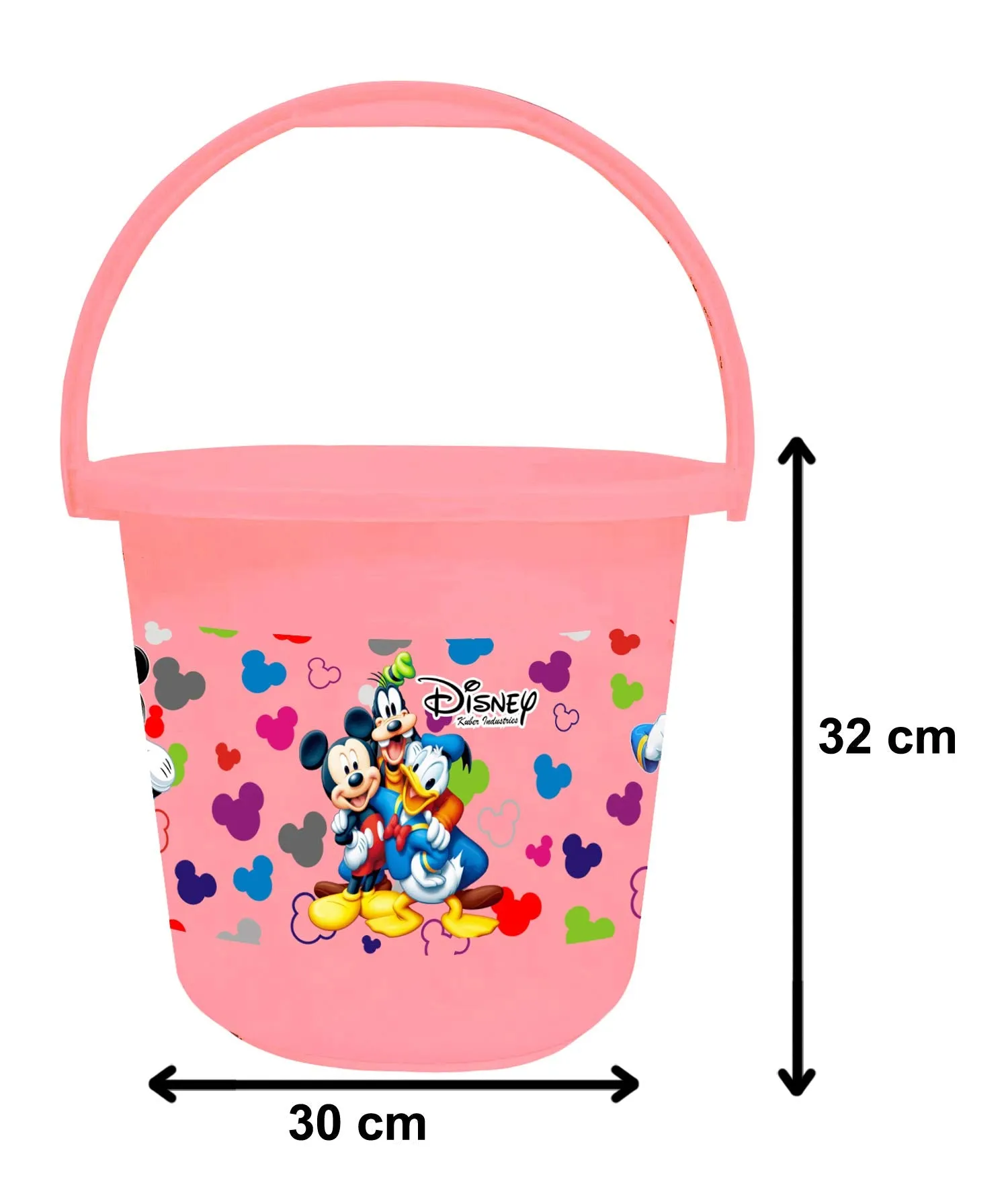 Kuber Industries Disney Team Mickey Print 4 Pieces Unbreakable Virgin Plastic Bathroom Bucket with Mug Set- Pink & Blue, (2 Pc 16 LTR Bucket & 2 Pc 500 ML Mug) -HS_35_KUBMARTS17504