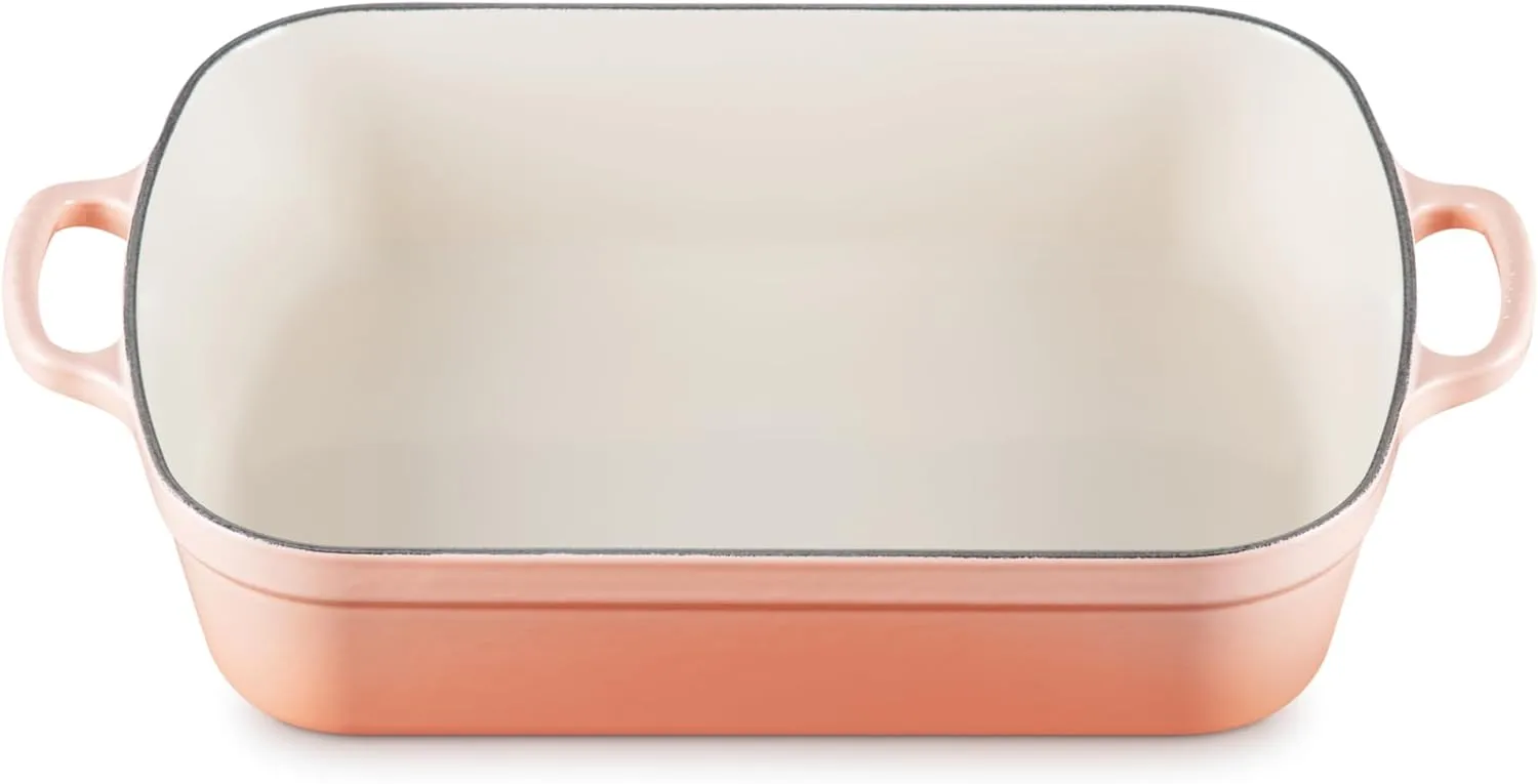 Le Creuset Signature Enameled Cast Iron Rectangular Roasting Pan, 5.25-Quart, Peche