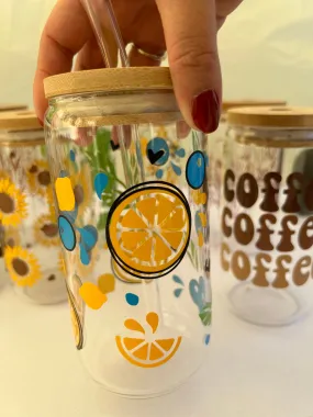 Lemons And Berries Glass Cup