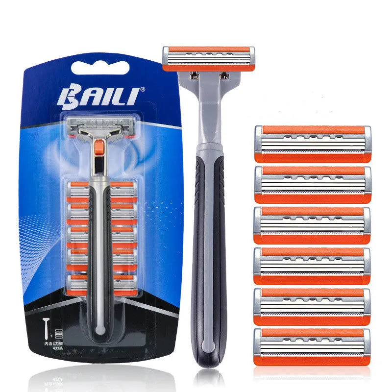 Men Manual Razor 3 Layer Blade Black