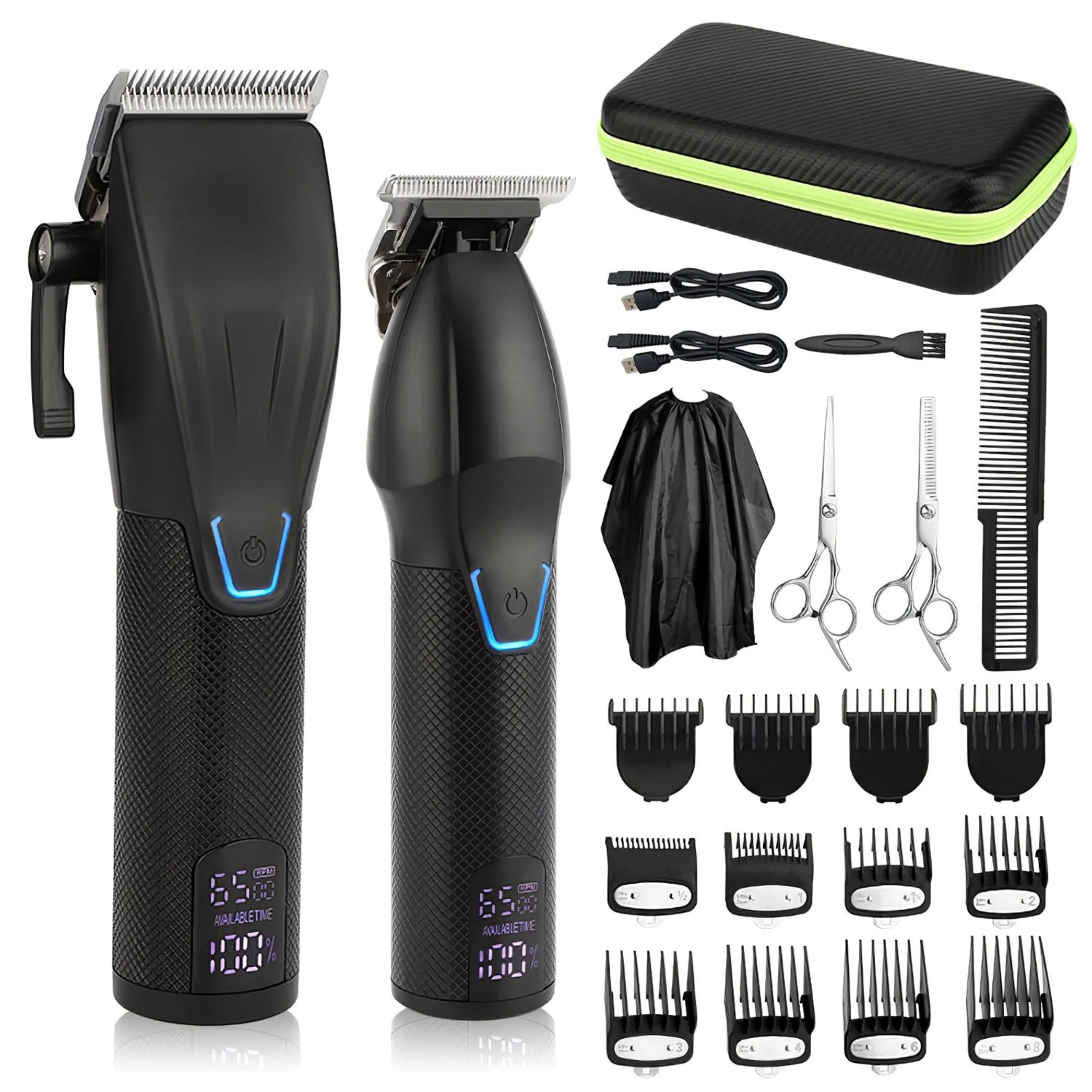 Men's Cordless Clipper Trimmer Set - Electric Barber Haircut Combo Kit with Beard T Outliner Shaver - Includes Hair Cutting Clippers and Trimmers - Hair Grooming Kit