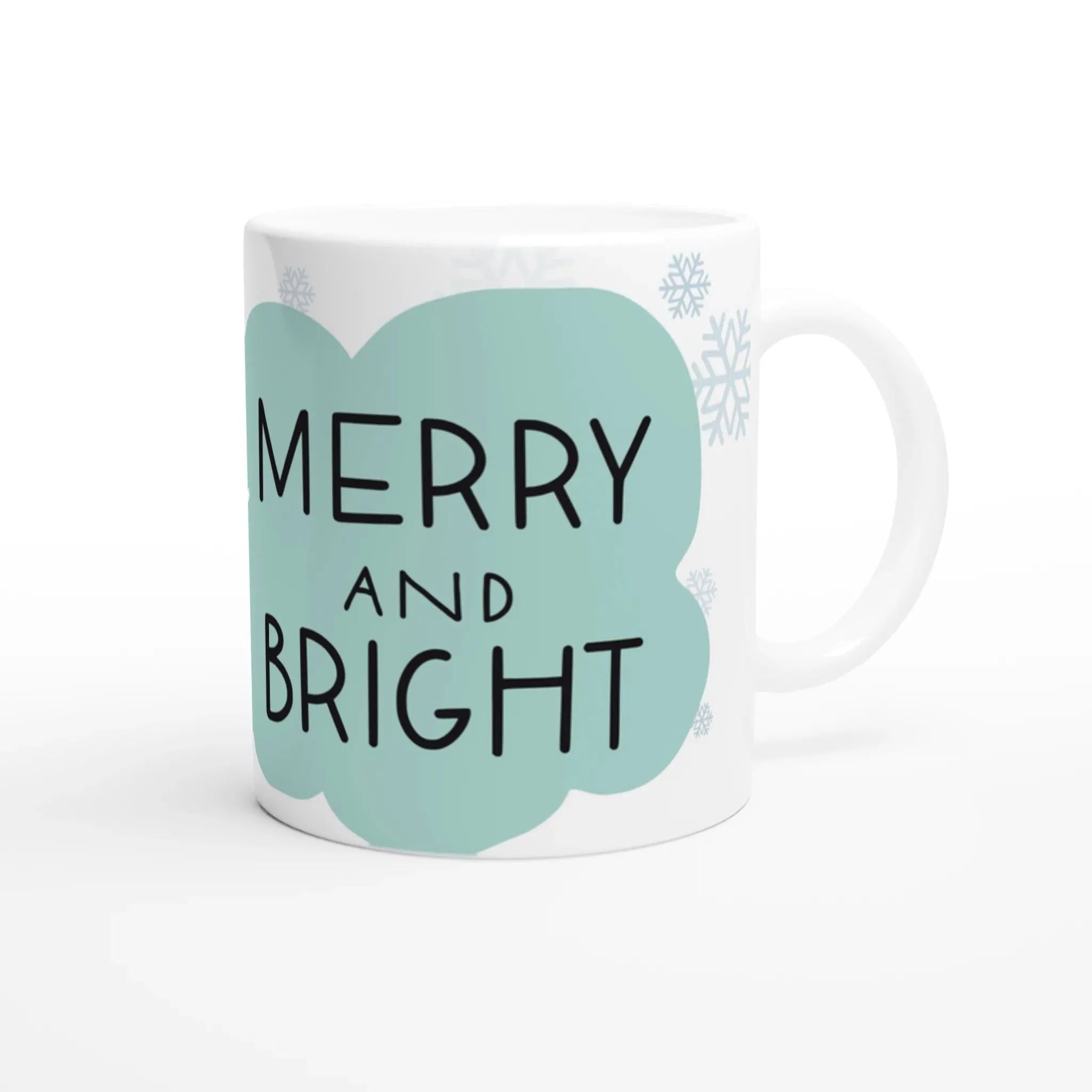 Merry & Bright Reindeer Christmas Mug | Funny Holiday Ceramic Mug