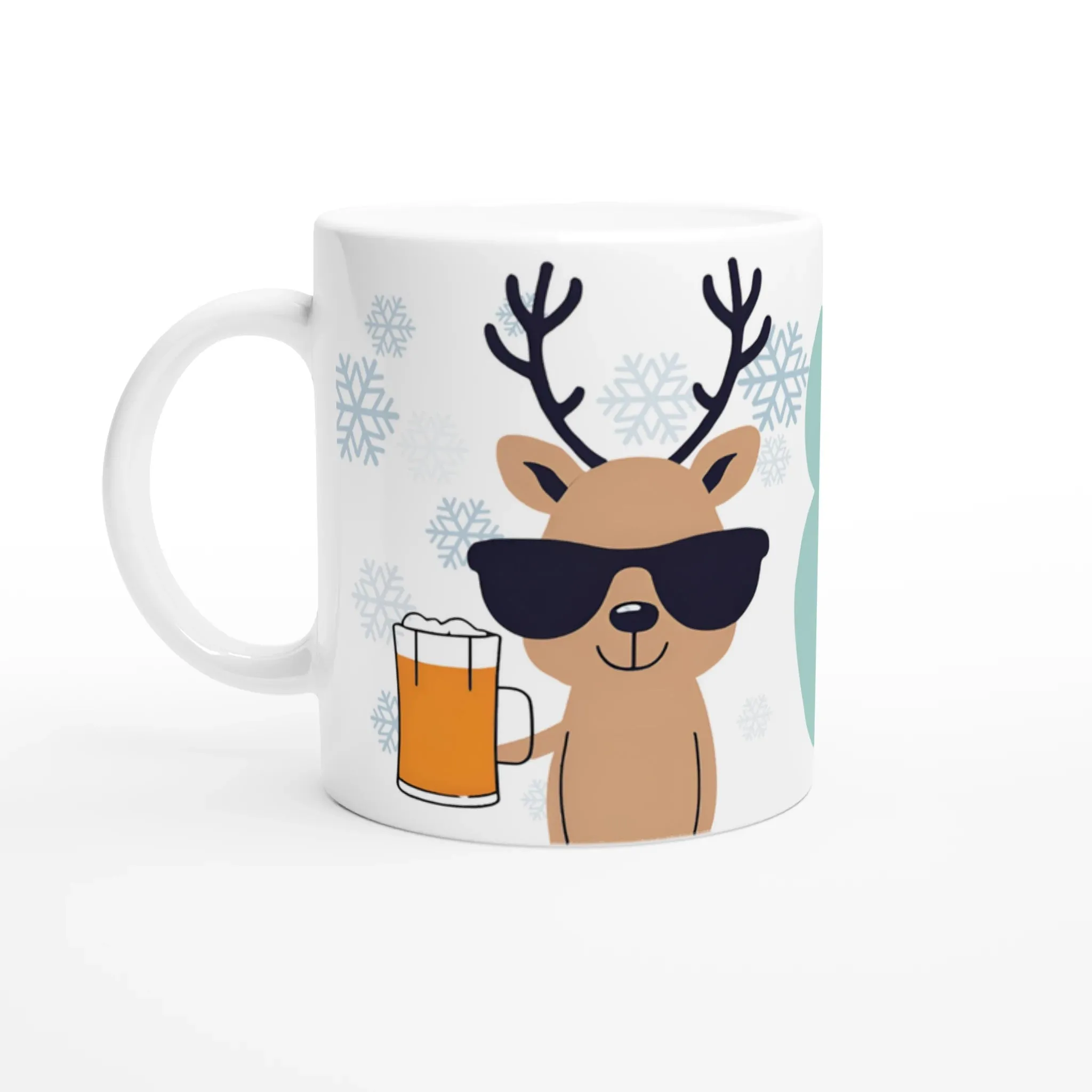 Merry & Bright Reindeer Christmas Mug | Funny Holiday Ceramic Mug