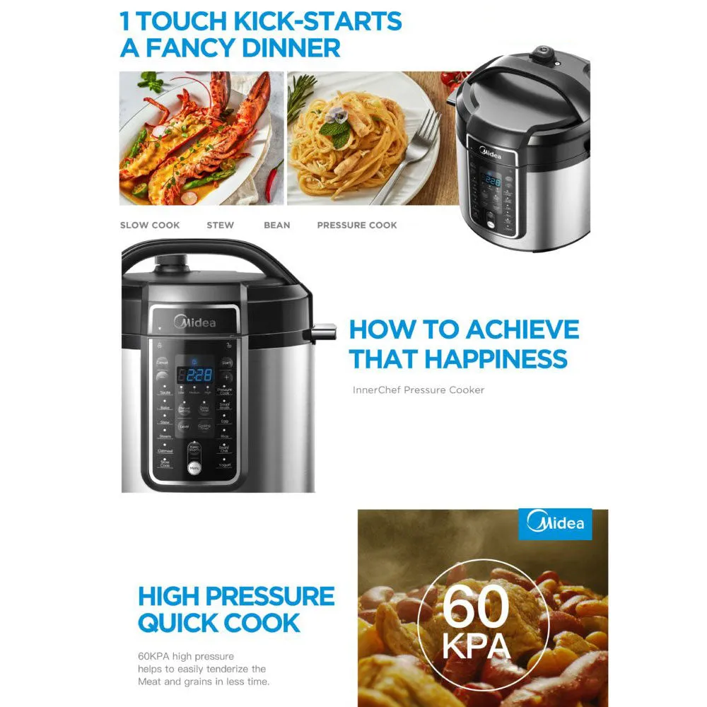 Midea 5L/5.7L Pressure Cooker 9-In-1 Safety Features High-Pressure Quick Cook-K