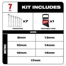 Milwaukee Metric Combination Ratcheting Wrench Mechanics Tool Set (7-Piece) 48-22-9506