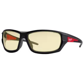 Milwaukee Performance Anti-Fog Impact-Resistant Safety Glasses Yellow Lens Black/Red Frame