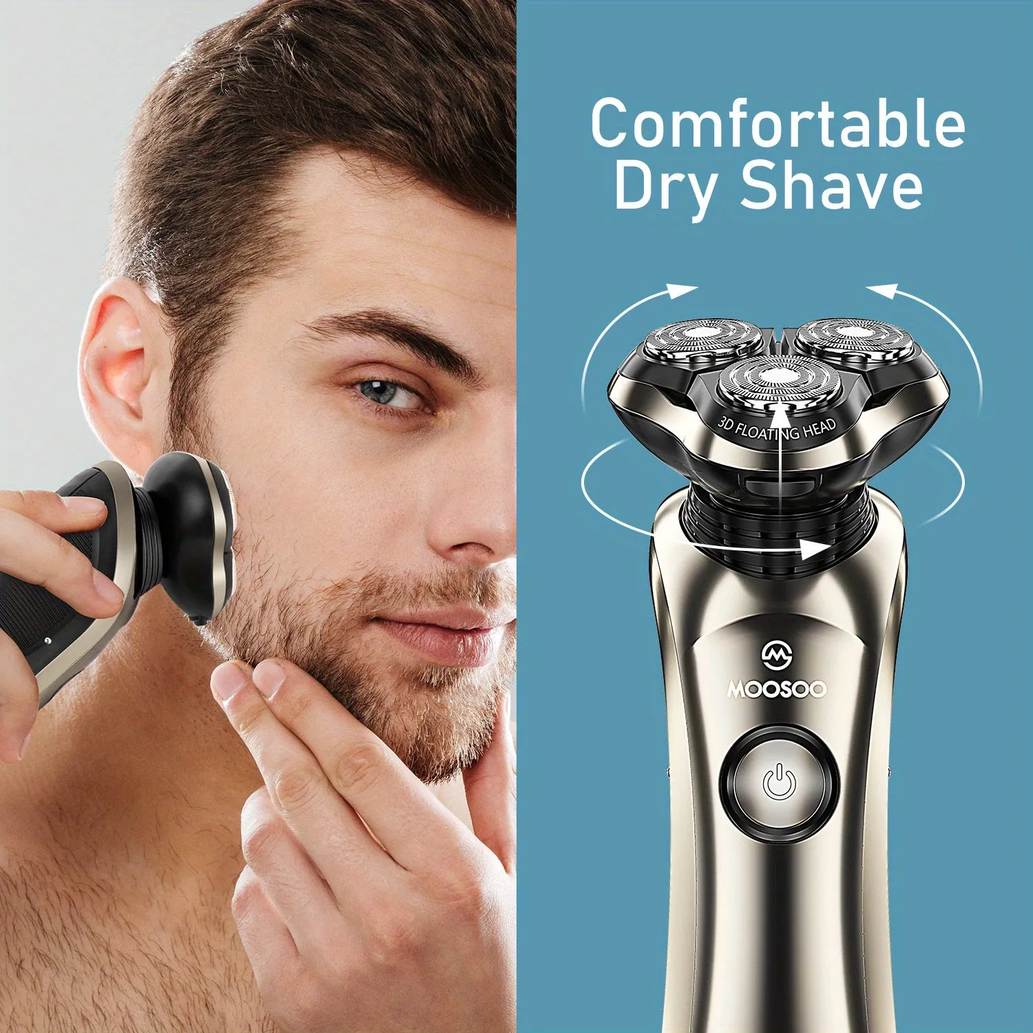 MOOSOO Electric Shaver for Men, Wet/Dry Men's Electric Razor with Clean Charge Station, Precision Trimmer, 5 Mins Fast Charging Technology, LCD Display, Perfect Gifts for Men Dad