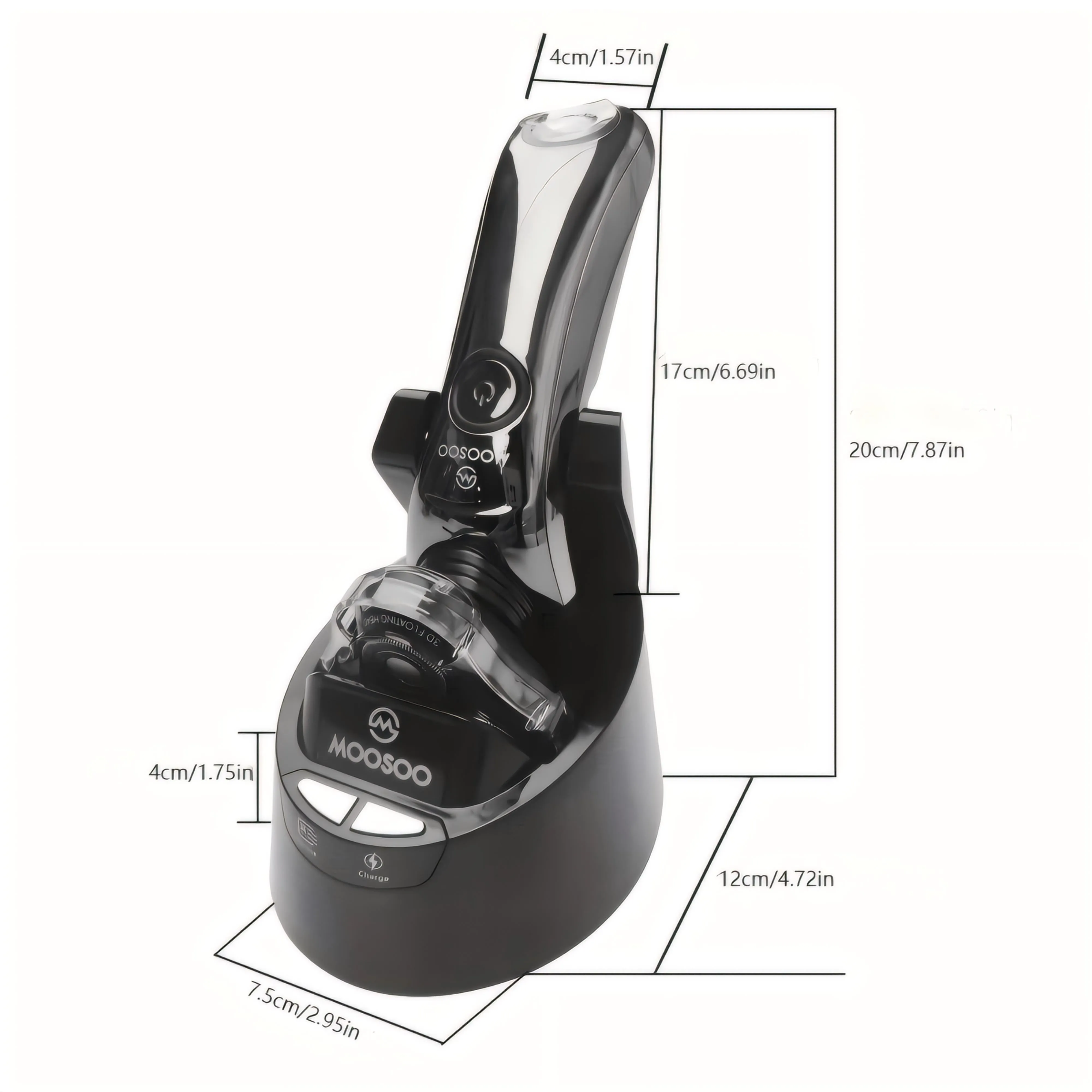 MOOSOO Electric Shaver for Men, Wet/Dry Men's Electric Razor with Clean Charge Station, Precision Trimmer, 5 Mins Fast Charging Technology, LCD Display, Perfect Gifts for Men Dad