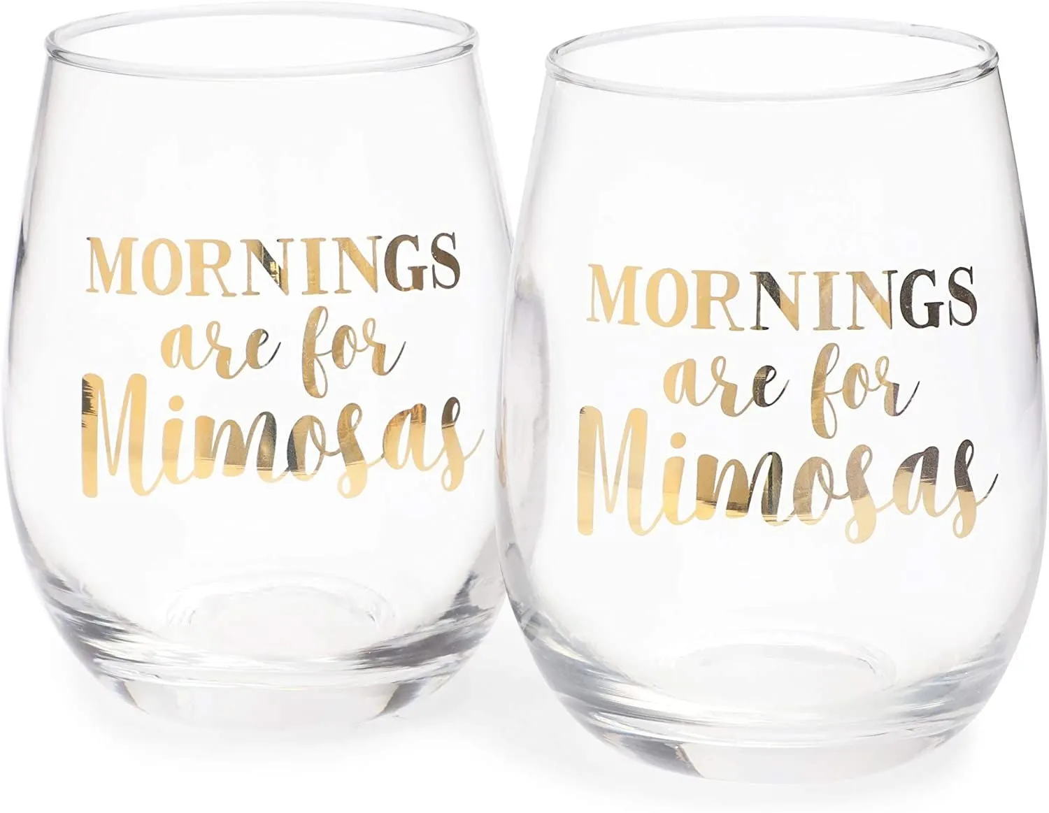 Mornings Are for Mimosas Stemless Wine Glass (16 oz, 2 Pack)