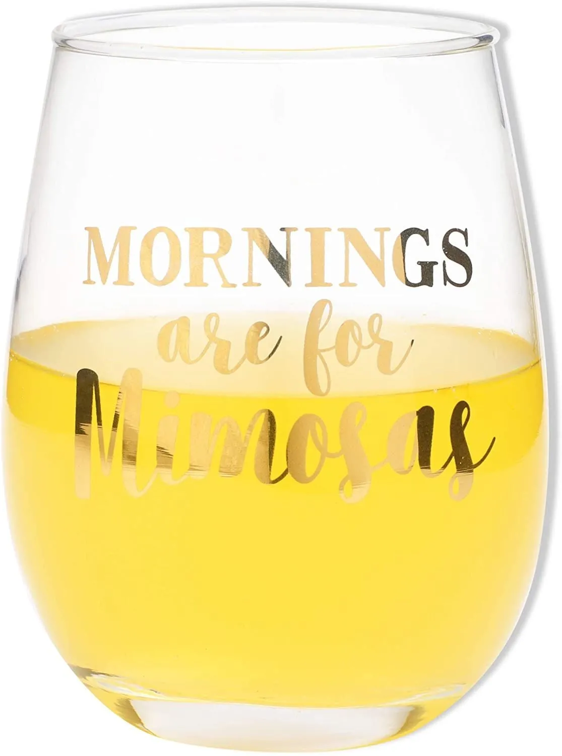 Mornings Are for Mimosas Stemless Wine Glass (16 oz, 2 Pack)