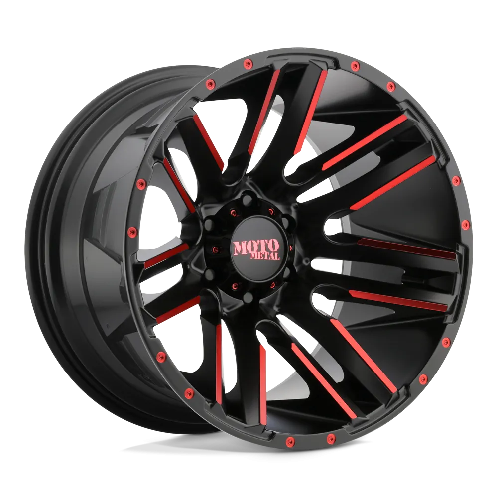 Moto Metal MO978 Razor 20X12 5X150 -44 mm Satin Black Machined Red Tint