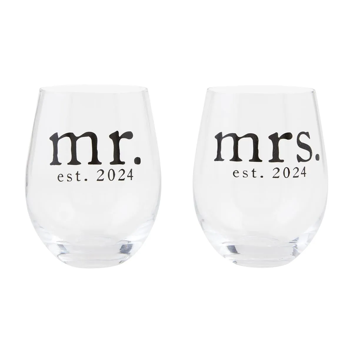 Mr. & Mrs. Est. 2024 Wine Glass Set