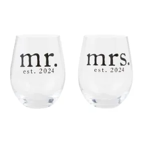 Mr. & Mrs. Est. 2024 Wine Glass Set