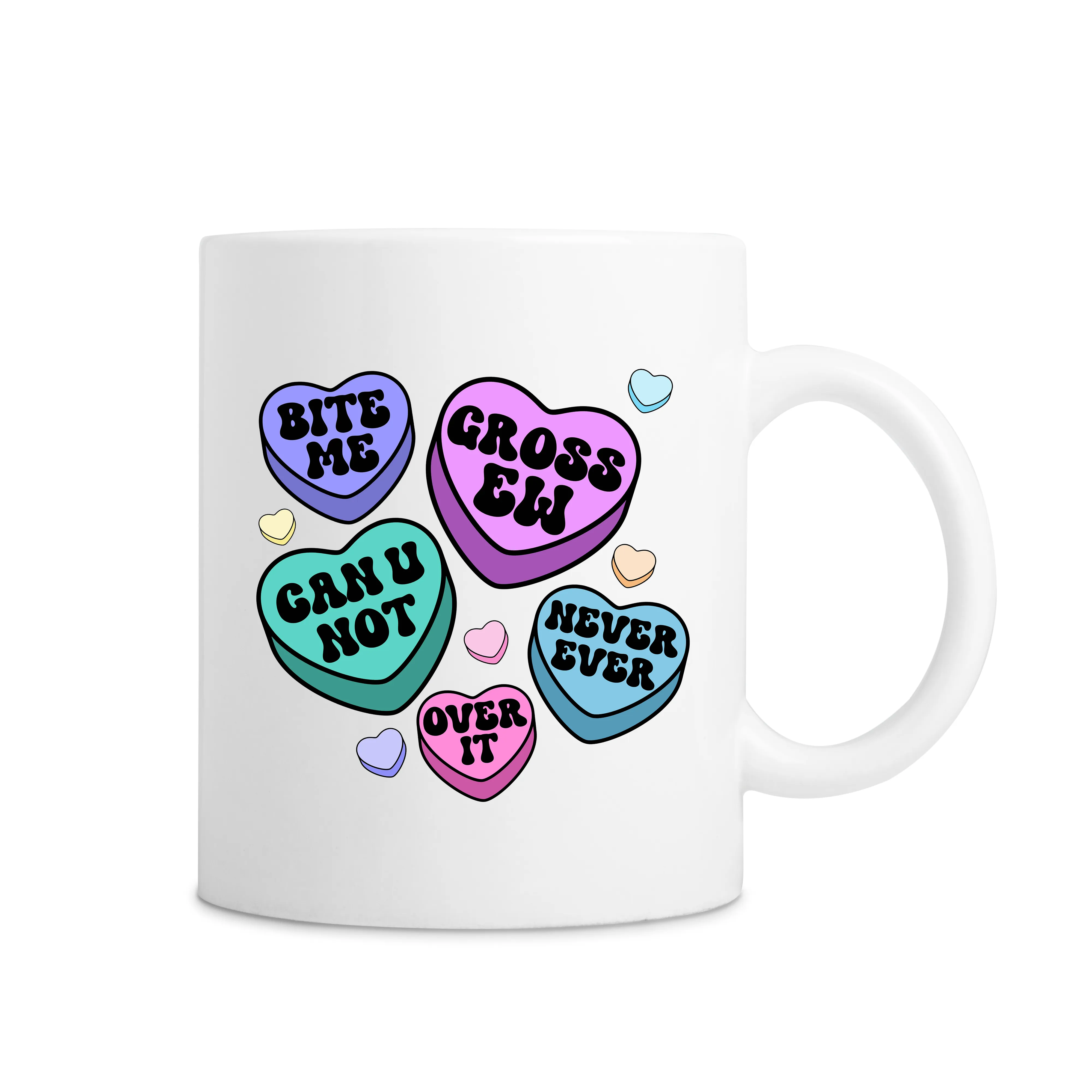 Negative Candy Hearts Mug - White