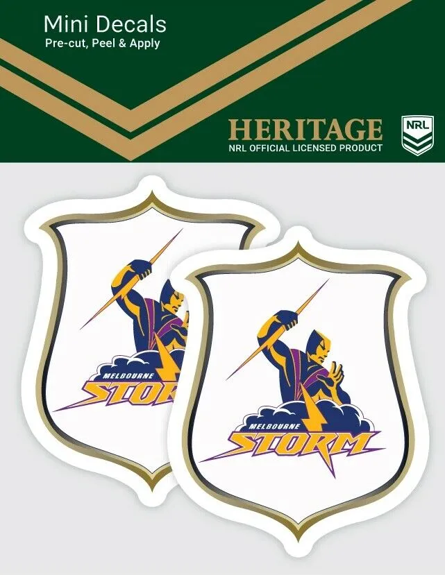 NRL Heritage Mini Decal - Melbourne Storm - Car Sticker Set Of 2 - 8x7cm