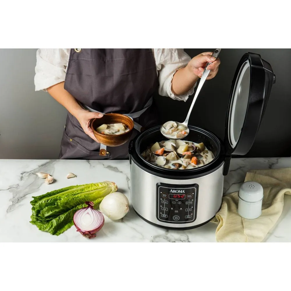 Open Box - Aroma 20 Cup Digital Multicooker & Rice Cooker - Stainless Steel