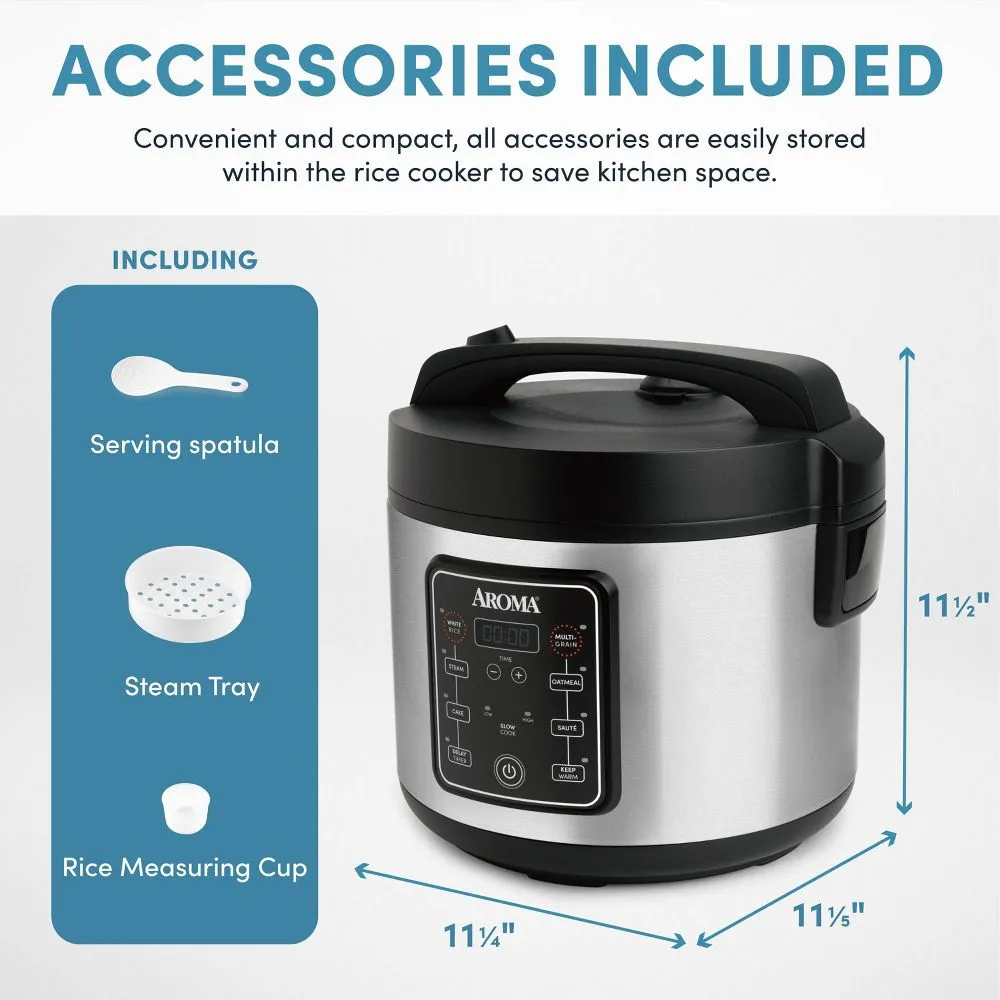 Open Box - Aroma 20 Cup Digital Multicooker & Rice Cooker - Stainless Steel