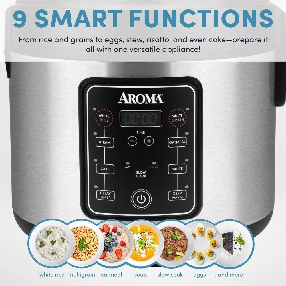 Open Box - Aroma 20 Cup Digital Multicooker & Rice Cooker - Stainless Steel