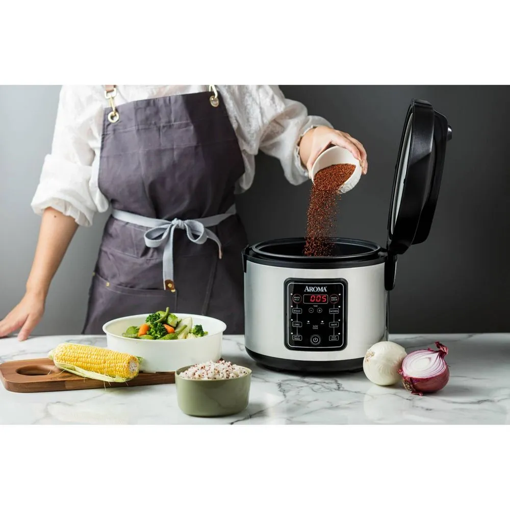 Open Box - Aroma 20 Cup Digital Multicooker & Rice Cooker - Stainless Steel