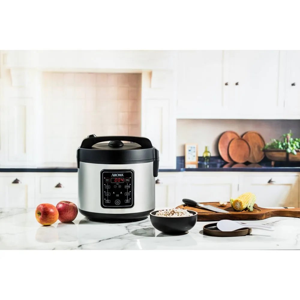 Open Box - Aroma 20 Cup Digital Multicooker & Rice Cooker - Stainless Steel