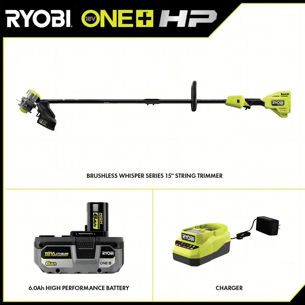 Open Box -  RYOBI ONE  HP 18V Brushless Whisper Series 15 in. Cordless Battery String Trimmer (Tool Only)