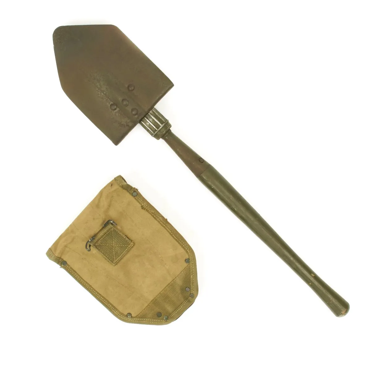 Original U.S. WWII M1943 Entrenching Tool Shovel with Canvas Carrier