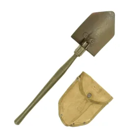 Original U.S. WWII M1943 Entrenching Tool Shovel with Canvas Carrier