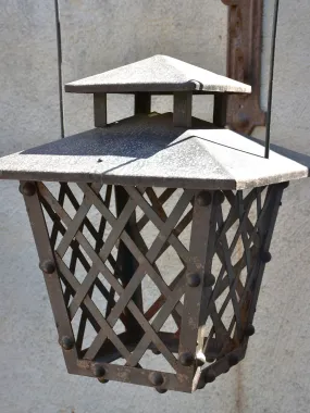 Pair of French wrought iron lanterns with wall brackets