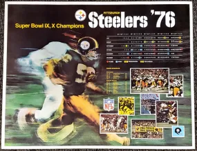 Pittsburgh Steelers Vintage Original 1976 Theme Art Schedule Poster - Sports Action International Inc.