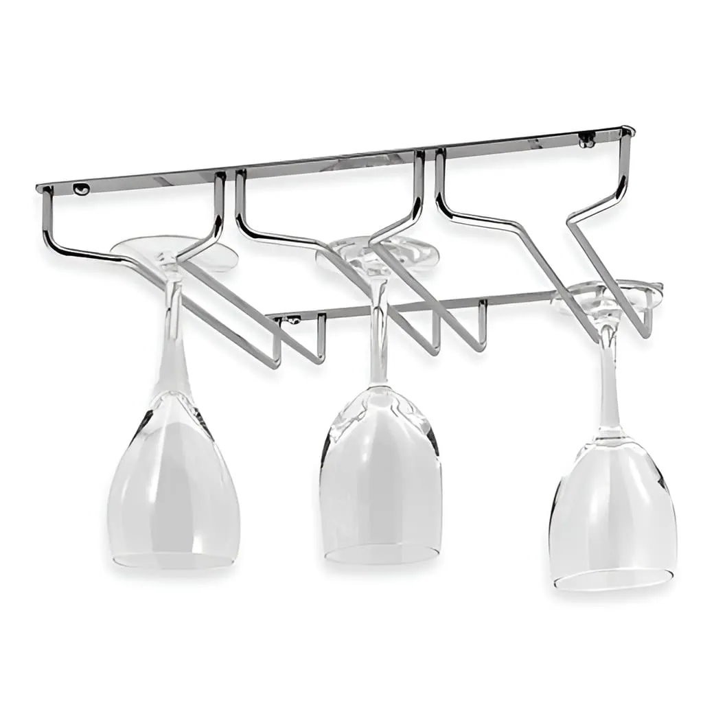 Plantex Wine Glass Rack/Holder Upside Down Glass Hanging Organizer/Glass Hanging Stand for Pubs/Kitchen/Bars (L20 x W13 Inches - Triple Line)