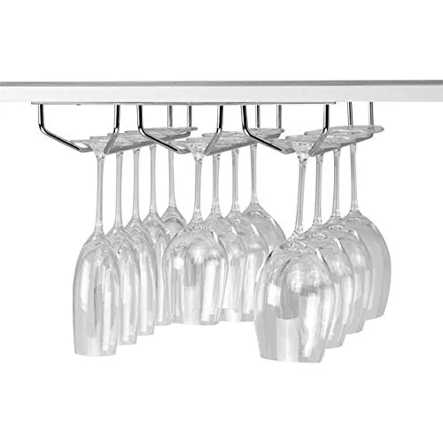 Plantex Wine Glass Rack/Holder Upside Down Glass Hanging Organizer/Glass Hanging Stand for Pubs/Kitchen/Bars (L20 x W13 Inches - Triple Line)