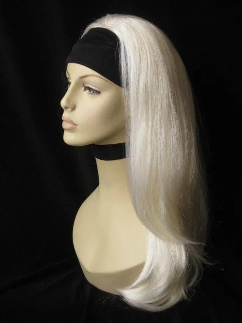 Platinum blonde half wig hairpiece (3/4 wig), straight: Gwen