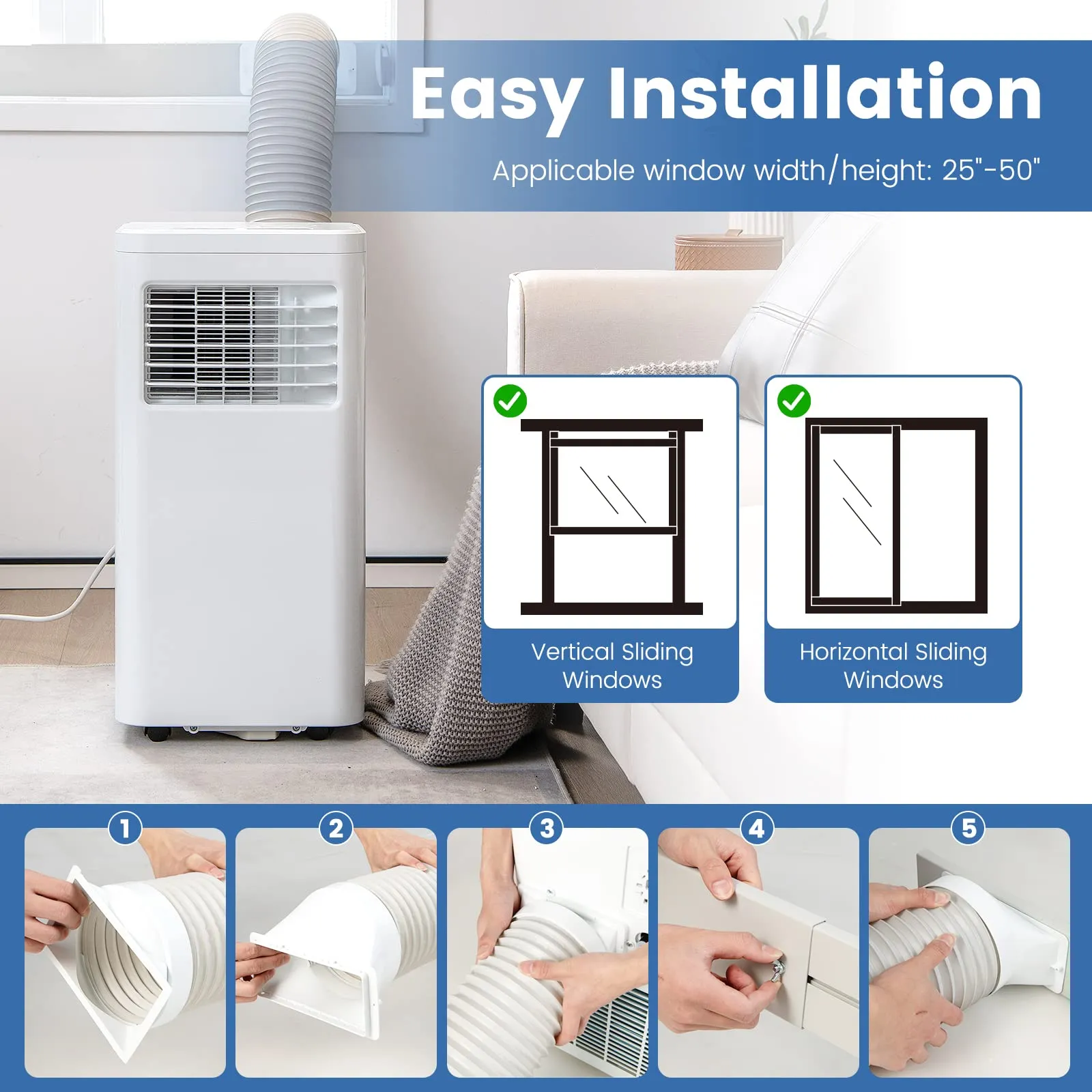 Portable Air Conditioner w/Remote Control, 8000 BTU AC Unit Fan & Dehumidifier